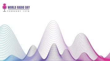día mundial de la radio con señal de onda de frecuencia vector