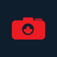 maple leaf Canada with camera or photography logo design vector