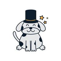 illustration cute cartoon abstract modern dog with magic hat logo icon vector