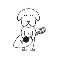 cute dog with ukulele logo design vector graphic symbol icon sign illustration creative idea