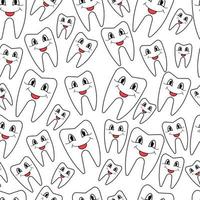 dental seamless pattern cute white teeth on white background vector