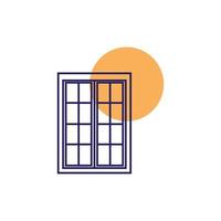 línea de ventanas simple con ilustración de diseño de icono de vector de logotipo de puesta de sol