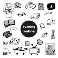 set vectors evening routines before going to bed