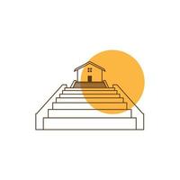outdoor stairs to home line outline logo icon vector illustration design