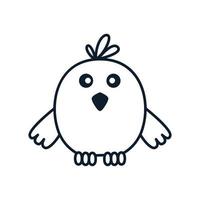 little bird or cheeper or nestling or poult cute cartoon line logo icon illustration vector