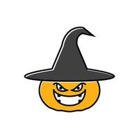 pumpkin as magician or witch logo symbol icon vector graphic design