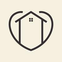 línea minimalista hogar con amor diseño de logotipo vector gráfico símbolo icono signo ilustración idea creativa