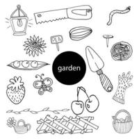 set of doodles vegetable garden vector