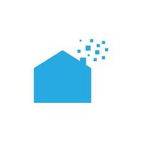 blue home or house with data tech modern logo vector icon illustration