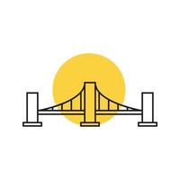 línea de puente largo con diseño de logotipo al atardecer símbolo gráfico vectorial icono signo ilustración idea creativa vector