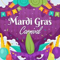 celebra el carnaval de mardi gras con una máscara morada vector