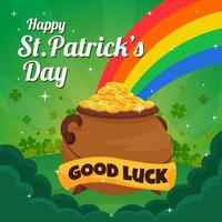 St Patrick's Pot of Gold and Rainbow vector