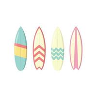 Set of Surfboard Vector Illustration. Summer Beach Element. Extreme Sport. Flat Cartoon Style Suitable for Icon, Web Landing Page, Banner, Flyer, Sticker, Card, Background, T-Shirt, Clip-art