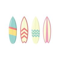 Set of Surfboard Vector Illustration. Summer Beach Element. Extreme Sport. Flat Cartoon Style Suitable for Icon, Web Landing Page, Banner, Flyer, Sticker, Card, Background, T-Shirt, Clip-art