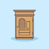 Wooden Wardrobe Flat Vector Icon Illustration. Home Interior. Furniture. Cartoon Style Suitable for Web Landing Page, Banner, Flyer, Sticker, Wallpaper, Background