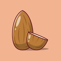 Almond Nut Vector Illustration. Food Illustration. Seed. Flat Cartoon Style Suitable for Icon, Web Landing Page, Banner, Flyer, Sticker, Card, Background, T-Shirt, Clip-art