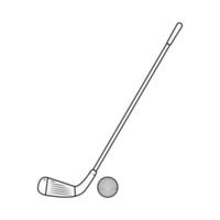 ilustración de icono de contorno de pelota y club de golf sobre fondo blanco vector