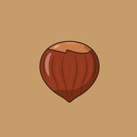 Hazelnut Vector Illustration. Nut. Seed. Flat Cartoon Style Suitable for Icon, Web Landing Page, Banner, Flyer, Sticker, Card, Background, T-Shirt, Clip-art
