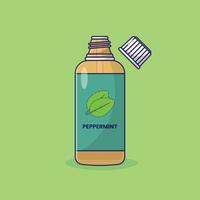 Peppermint Oil Vector Icon Illustration. Essential Oil. Aromatherapy. Flat Cartoon Style Suitable for Web, Landing Page, Banner, Flyer, Sticker, Wallpaper, Background, Mobile App, UI