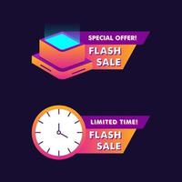 Flash Sale Banner with Modern Flat Style Isometric Illustration, EPS 10 Vector Isolated Suitable for Any Advertisement, Banner, Poster Element