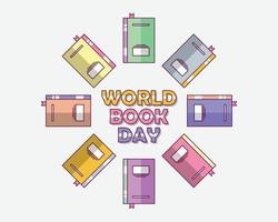 ilustración vectorial del día mundial del libro. entusiasta de los libros Diseño de posters. estilo de caricatura plano adecuado para icono, página de inicio web, pancarta, volante, pegatina, tarjeta, fondo, camiseta, clip-art vector