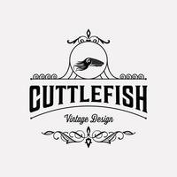 cuttle fish vintage logo vector symbol illustration design