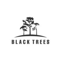 silueta de árbol negro con colores blanco y negro vector