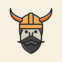 diseño gráfico vectorial del icono del símbolo del logotipo de la cabeza del hombre vikingo vintage vector