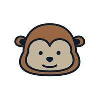 monkey head face smile cute cartoon logo icon illustration vector