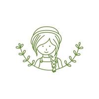 beautiful woman or girl or daughter with plant or gardening illustration vector