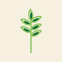 hipster hoja verde planta línea logotipo símbolo icono vector diseño gráfico