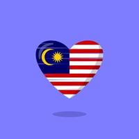 Malaysia flag shaped love illustration vector