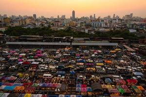 Aerial tower and sky view of Bangkok city thailand at sunset photo