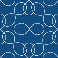 Simple seamless abstract vector pattern of white lines-infinity signs on a classic blue background. Modern design for paper, fabric, packaging, Wallpaper.