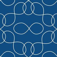 Simple seamless abstract vector pattern of white lines-infinity signs on a classic blue background. Modern design for paper, fabric, packaging, Wallpaper.