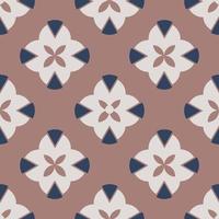 Vintage geometric seamless pattern with floral motif. Decorative background with white flowers on a pink background. Vector background. For textiles, Wallpaper and your design.