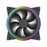 Computer fan with RGB light isolated on white background, vector illustration