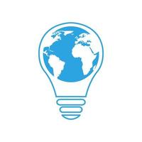 lamp bulb with line world globe logo symbol icon vector graphic design