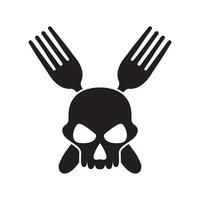 cross fork with skull logo design vector graphic symbol icon sign illustration creative idea