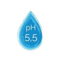 pH 5.5 icon in the form of a drop of water. Dermatology symbol isolated on white background. Flat vector illustration