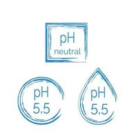 pH 5,5 blue icon set. Dermatology textured symbol isolated on white background. Line vector illustration