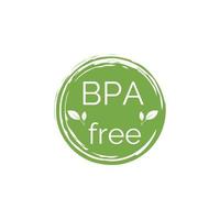 Free BPA icon. Green round badge with leaves. Bisphenol A and phthalates free flat vector illustration