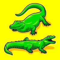 set mascot crocodile animal vector