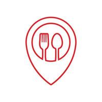 pin maps location with fork and spoon food or restaurant logo icon vector