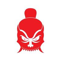 red monster mask ninja culture logo design vector graphic symbol icon sign illustration creative idea