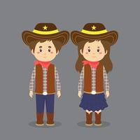 Couple Character Wearing Cowboy Costume vector