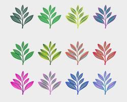 Set of leaf elements with 12 kinds of colors. Wedding concept - flowers. Flower poster, invite. Vector arrangement for greeting card or invitation design