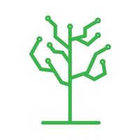 plant or tree with connect tech green logo symbol icon vector graphic design illustration