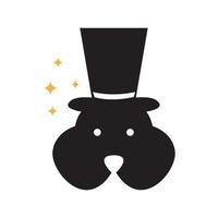 lindo conejo cara gorda con sombrero mago diseño de logotipo vector gráfico símbolo icono signo ilustración idea creativa