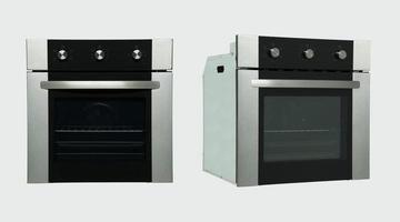 modern kitchen oven in two positions on a white background photo